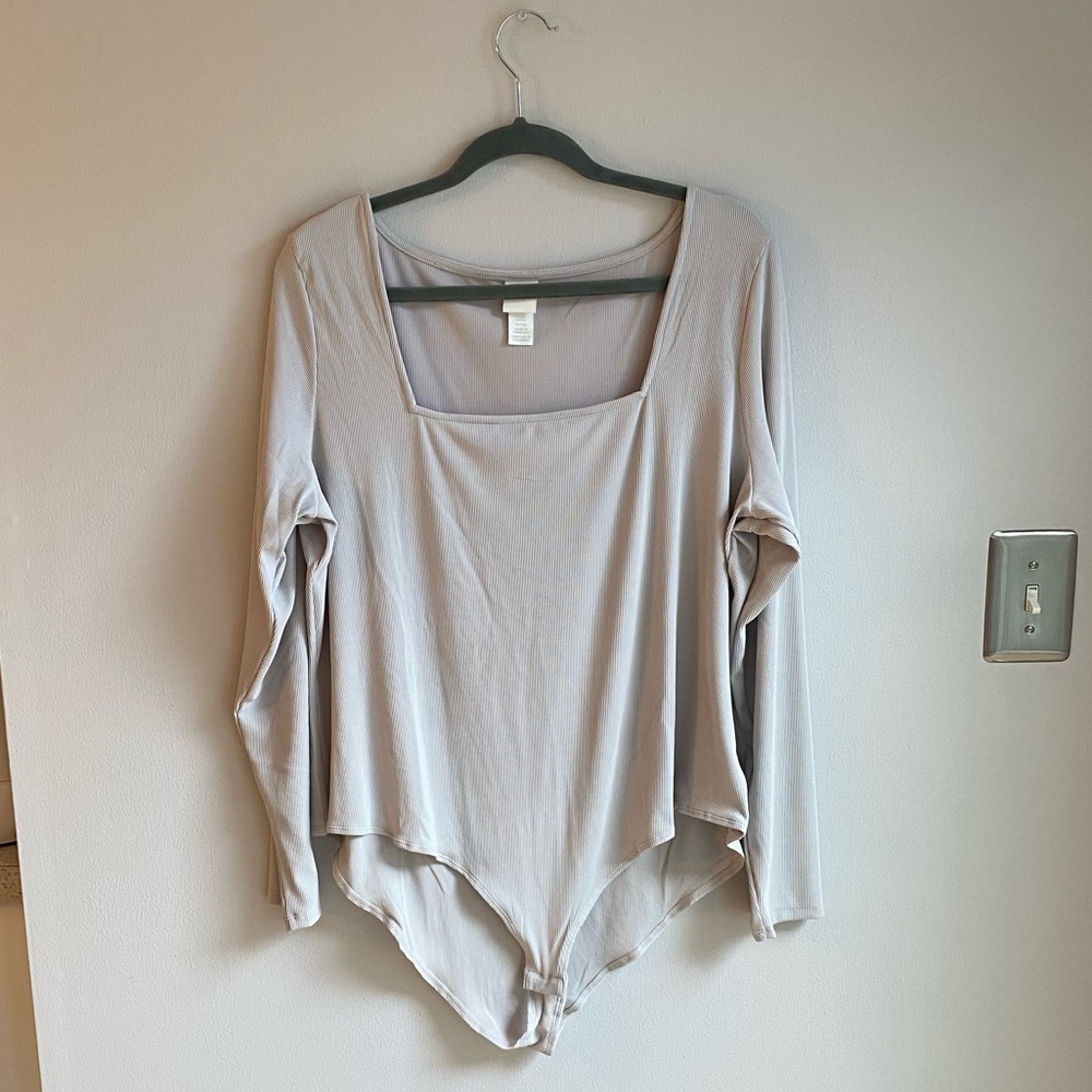 H&M Size XXL Ribbed Square Neck Bodysuitt